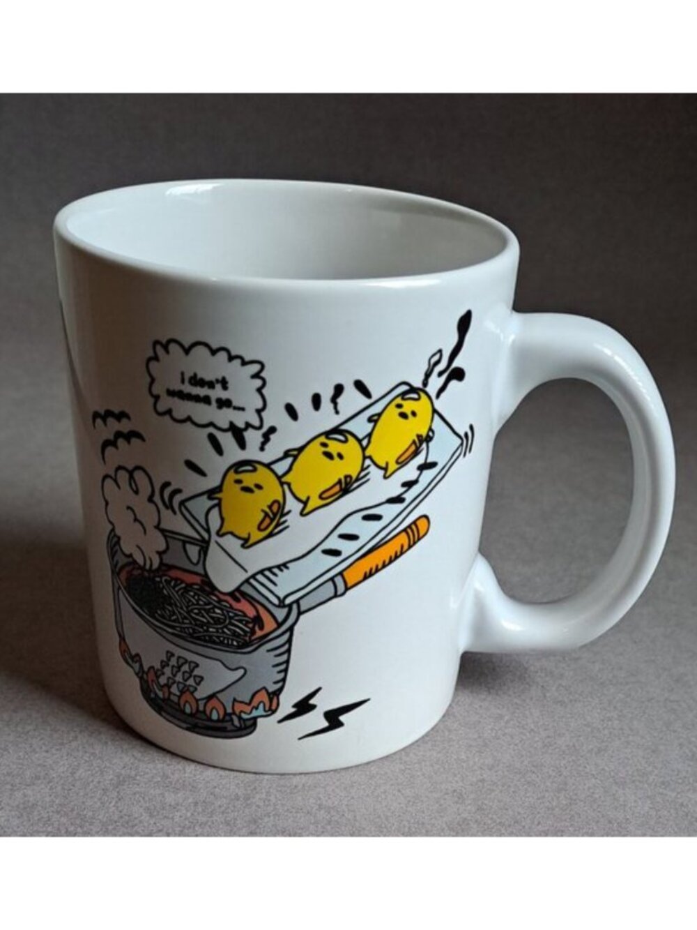 Gudetama: I Don't Wanna Go USED Coffee Mug (Sanrio, Lazy Egg, Ramen) PM